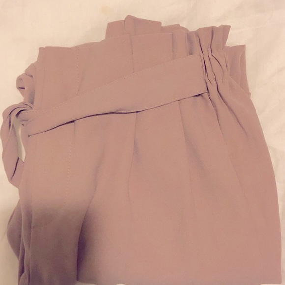 Blush Pink Paper Bag Pants - Picture 2 of 4